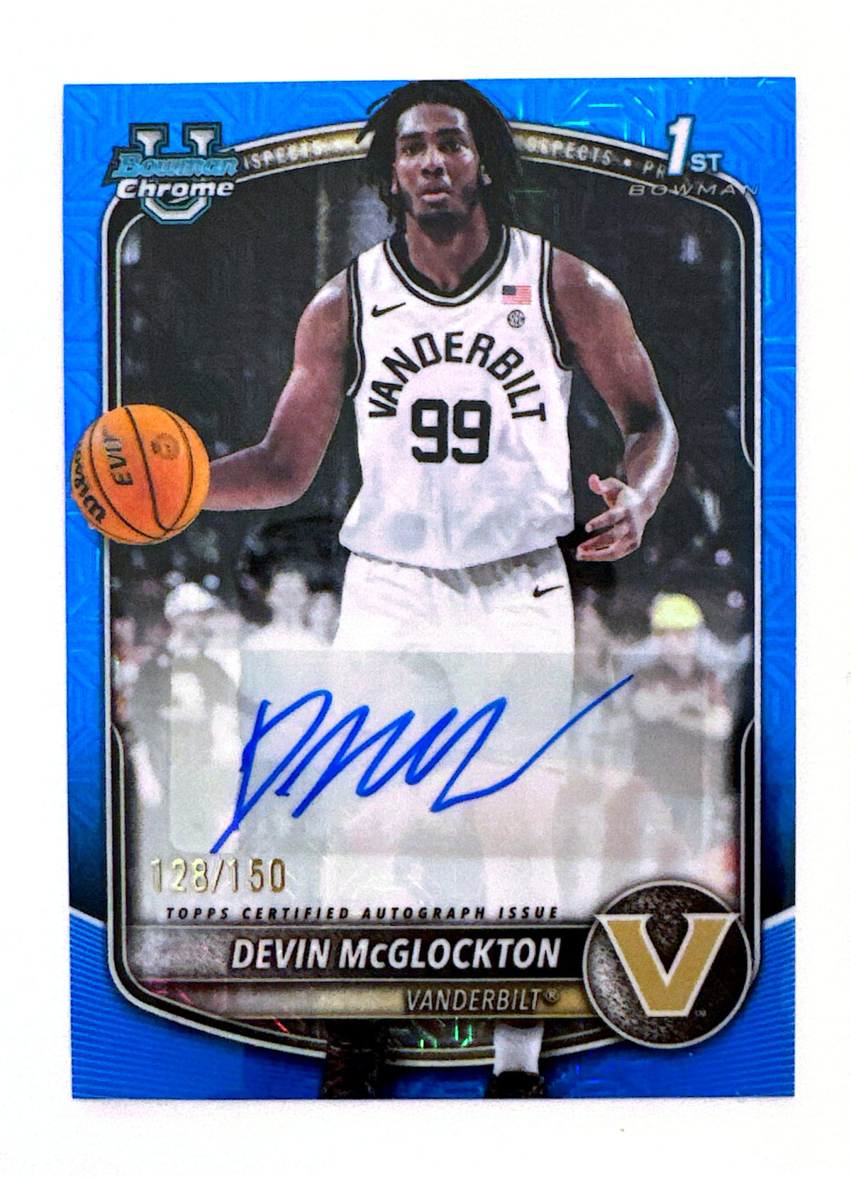 Devin McGlockton 1st Bowman Chrome Auto Blue /150 – Vanderbilt
